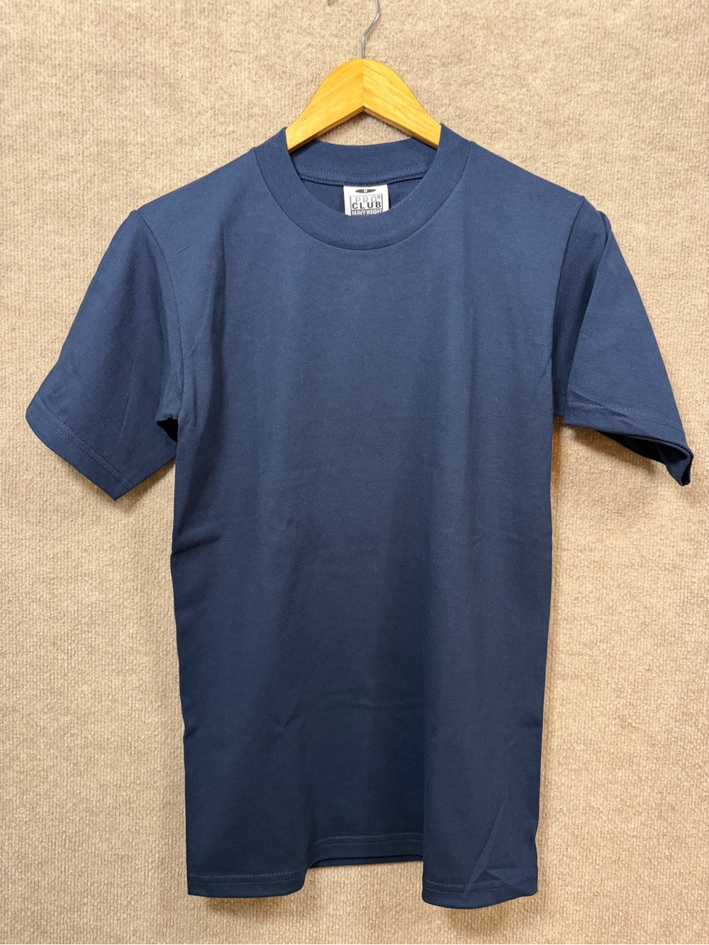 Pro Club Men's Heavyweight T-Shirt Crew Neck Plain Blank Short Sleeve Tee Navy B